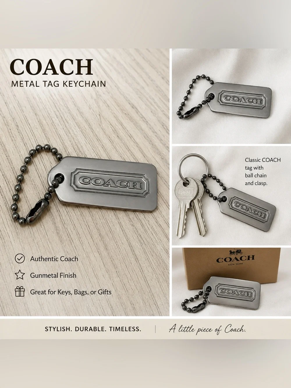 COACH Metal Hang Tag - Gunmetal